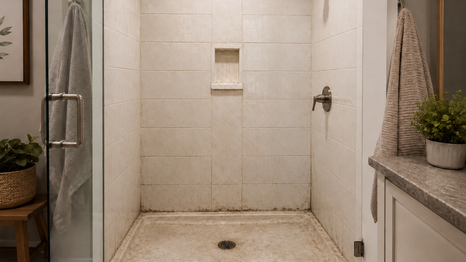 Before: shower prior to Bath Professional refinishing